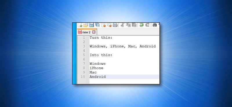 Cómo reemplazar cualquier carácter con líneas nuevas en Notepad ++
