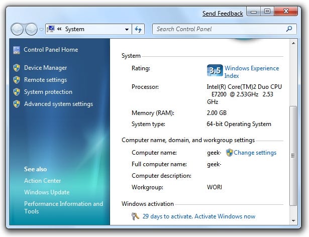 Pengaktifan Sifat Sistem Windows 7