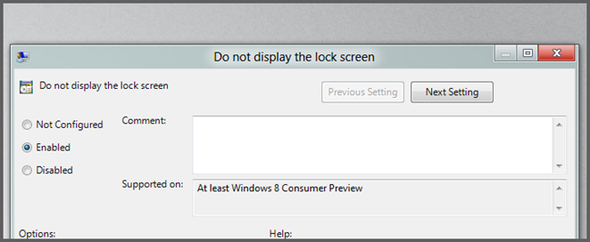 Come disattivare la schermata di blocco in Windows 8