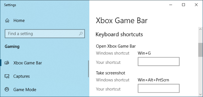 خيارات Xbox Game Bar في نظام التشغيل Windows 10