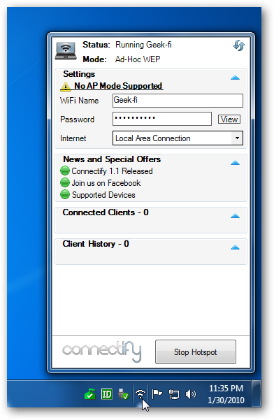 Biến máy tính xách tay Windows 7 của bạn thành một điểm phát sóng WiFi với Connectify