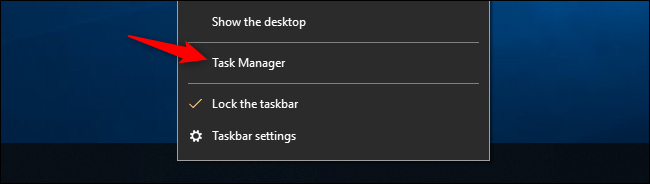 Opzione per avviare Task Manager da Windows 10