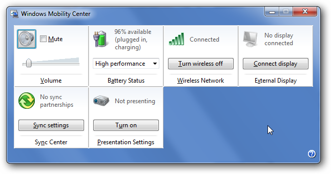Απενεργοποιήστε το Windows Mobility Center στα Windows 7 ή Vista