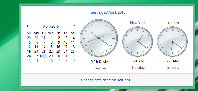 كيفية عرض مناطق زمنية متعددة على System Tray Clock في Windows 8.1
