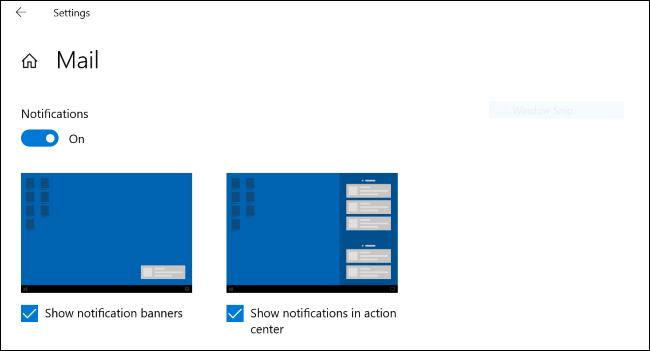 Pranešimų demonstravimo grafika sistemoje „Windows 10“.